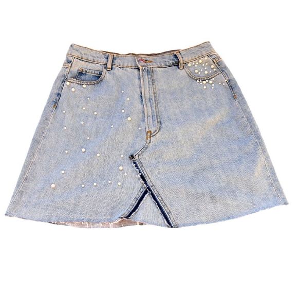 Zara Dresses & Skirts - Zara denim pearl skirt
